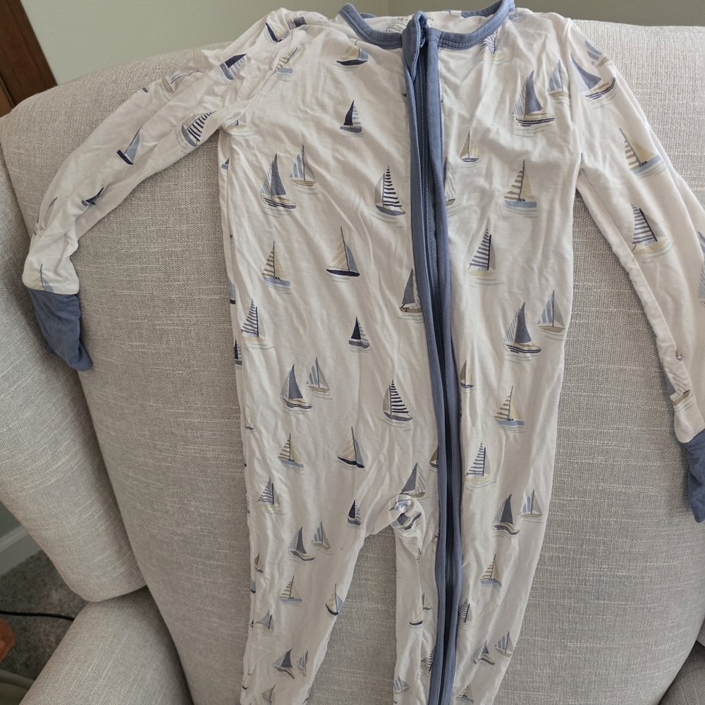 Sailboat Print Kids One Piece Pajamas TWO PACK